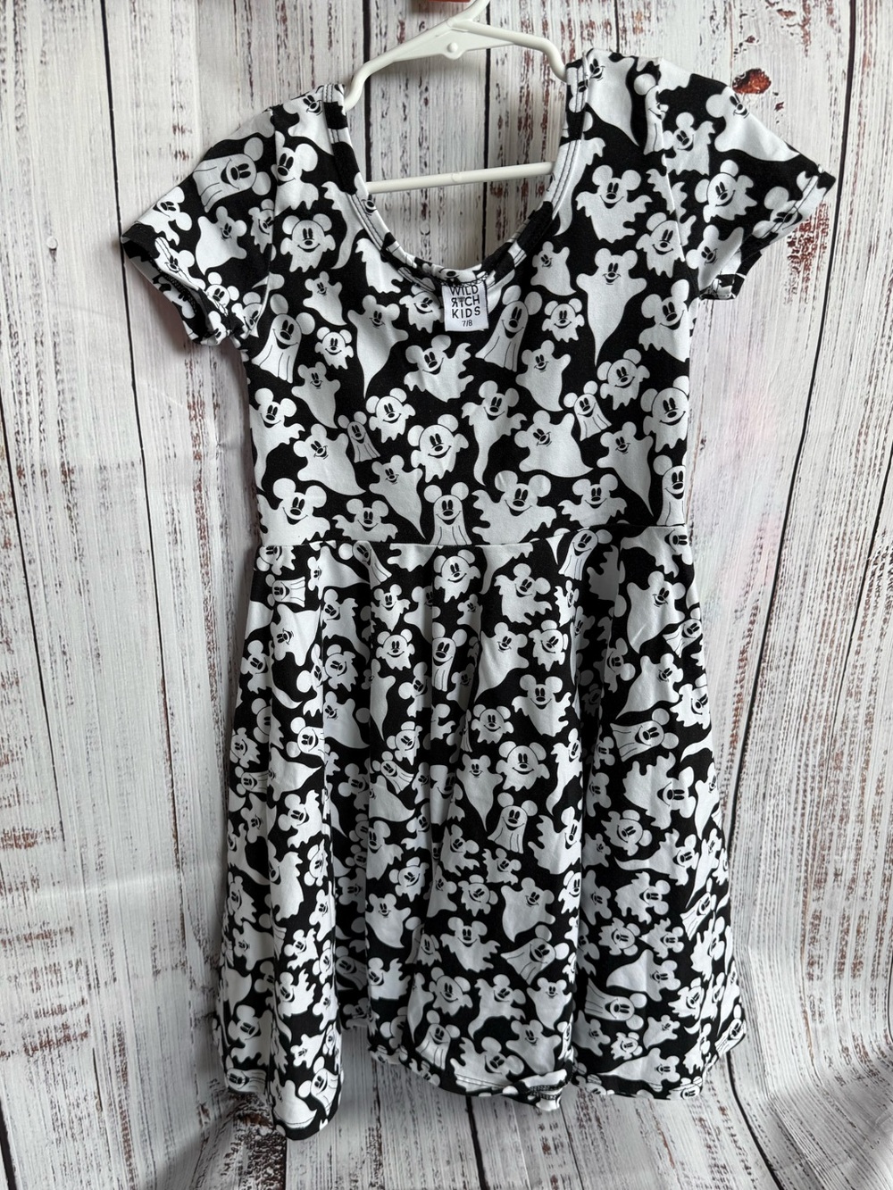 Wild Rich Kids Girls' Black and White Character Ghost Print Twirl Dress